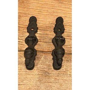 Two (2) Cast Iron Vertical Hinged Cabinet Drawer Pulls Handles Two (2) 0184-0208